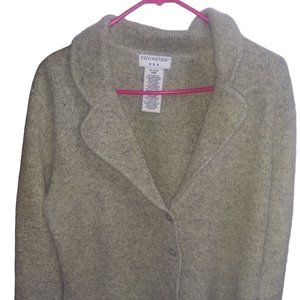 Covington Lambs Wool/Angora Rabbit Hair Light Gray Cropped Cardigan Sweater XL18